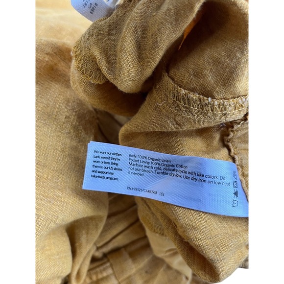 Eileen Fisher Delave Lantern Pants Mustard Cropped Wide-Leg Linen, Size XS - Picture 9 of 9